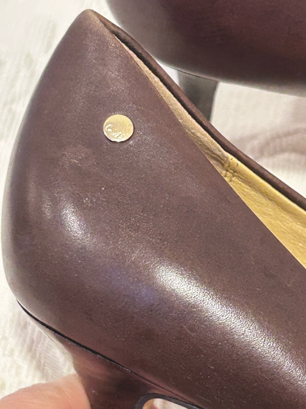 Coach Dark Brown Maroon Leather Round Toe Pumps, 7.5 2.5” heel - Picture 9 of 10